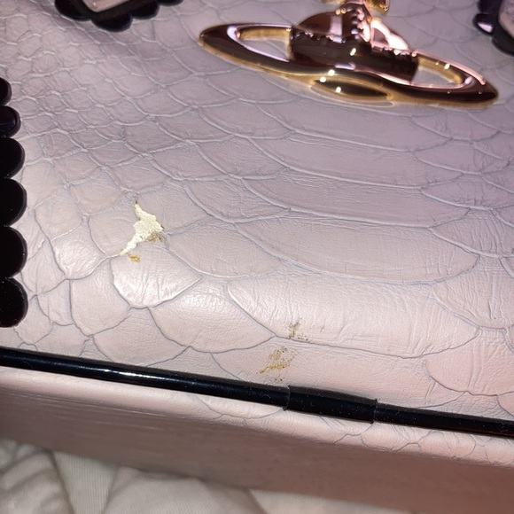 SOLD-Vintage Vivienne Westwood Yasmine Bag - Pink; Snake Print - Picture 4 of 14